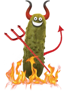 Get Pickled Brines Spicy pickle mascot
